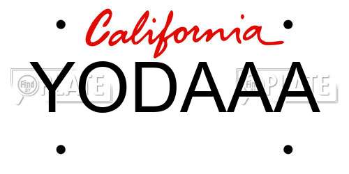 YODAAA California License Plate