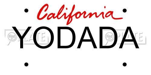 YODADA California License Plate