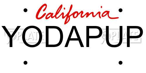 YODAPUP California License Plate