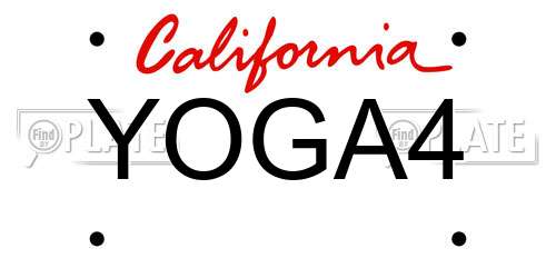 YOGA4 California License Plate
