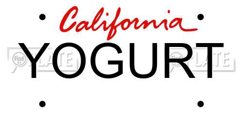 YOGURT California License Plate