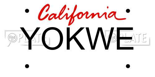 YOKWE California License Plate