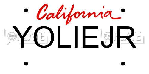 YOLIEJR California License Plate