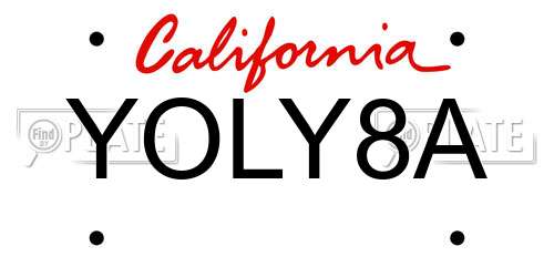 YOLY8A California License Plate