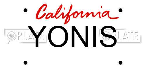 YONIS California License Plate