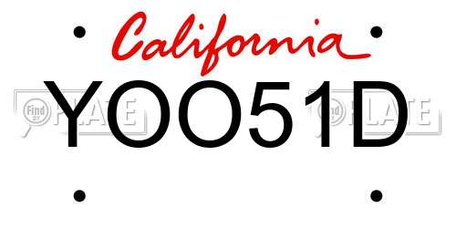 YOO51D California License Plate