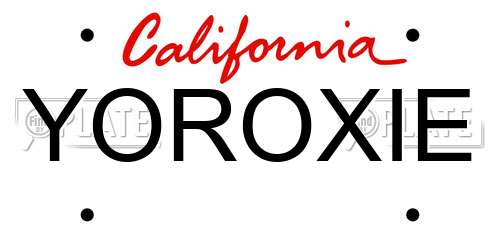 YOROXIE California License Plate