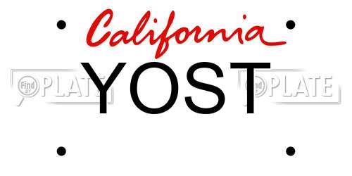 YOST California License Plate