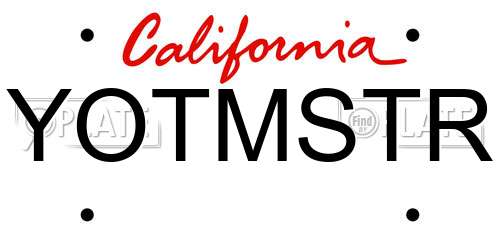 YOTMSTR California License Plate