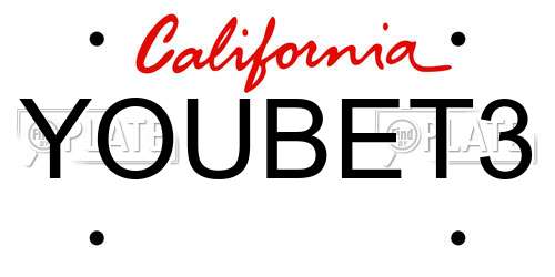 YOUBET3 California License Plate