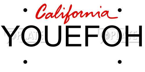 YOUEFOH California License Plate