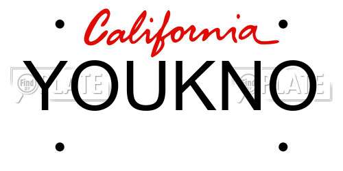 YOUKNO California License Plate