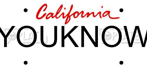 YOUKNOW California License Plate