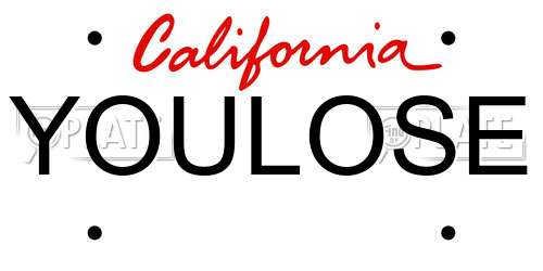 YOULOSE California License Plate