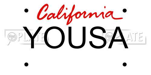 YOUSA California License Plate