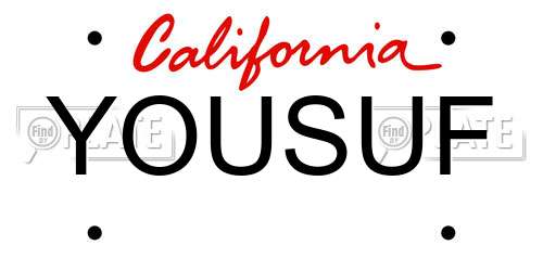 YOUSUF California License Plate