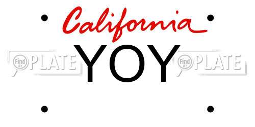 YOY California License Plate