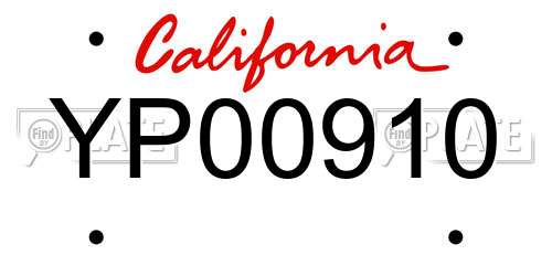 YP00910 California License Plate