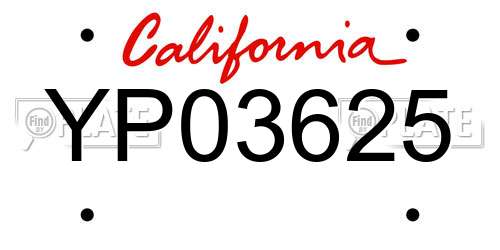 YP03625 California License Plate