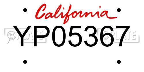 YP05367 California License Plate