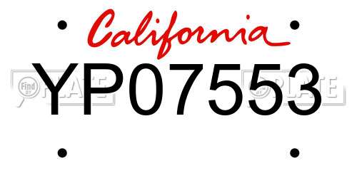 YP07553 California License Plate