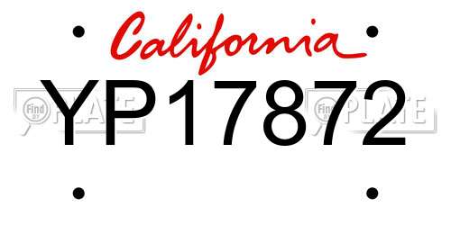 YP17872 California License Plate