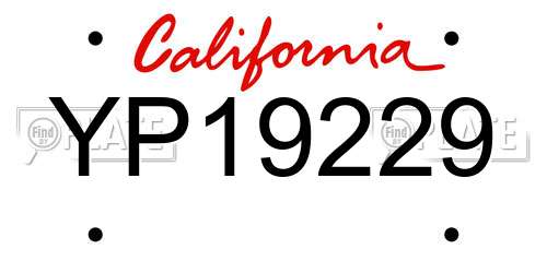 YP19229 California License Plate
