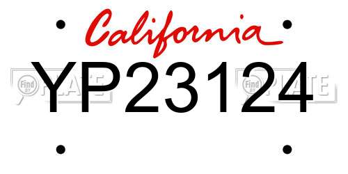 YP23124 California License Plate