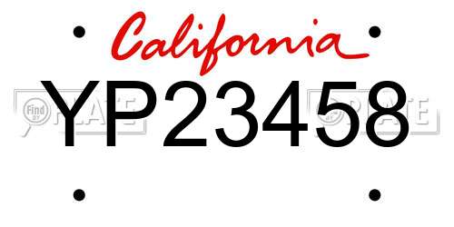 YP23458 California License Plate
