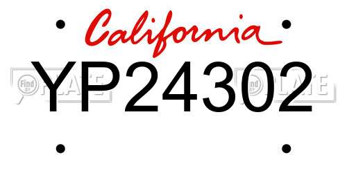 YP24302 California License Plate