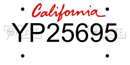 YP25695 California License Plate