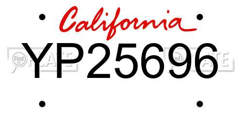 YP25696 California License Plate