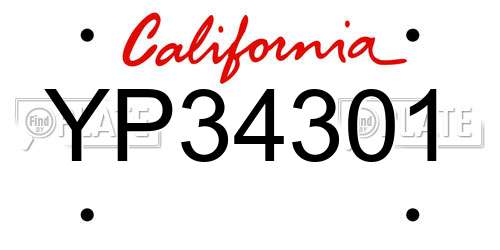 YP34301 California License Plate