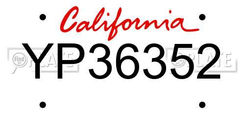 YP36352 California License Plate