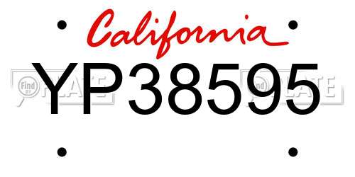 YP38595 California License Plate