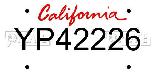 YP42226 California License Plate