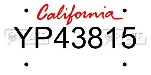 YP43815 California License Plate