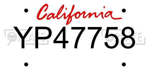 YP47758 California License Plate
