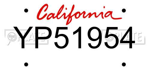 YP51954 California License Plate