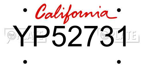 YP52731 California License Plate