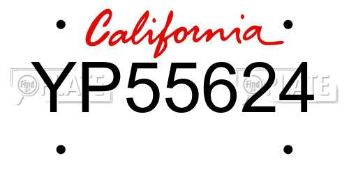 YP55624 California License Plate