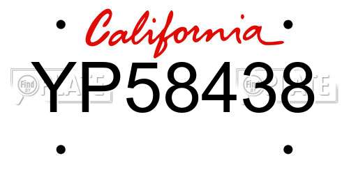 YP58438 California License Plate