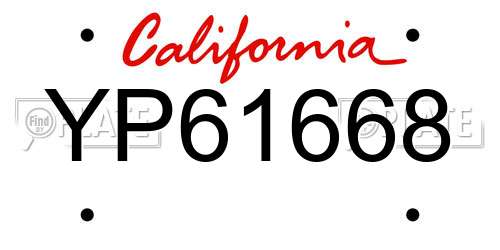 YP61668 California License Plate