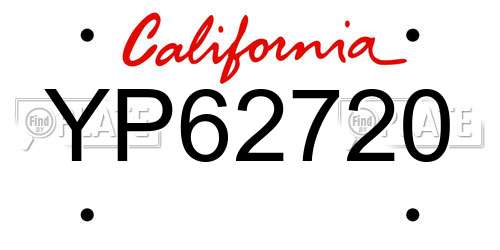 YP62720 California License Plate