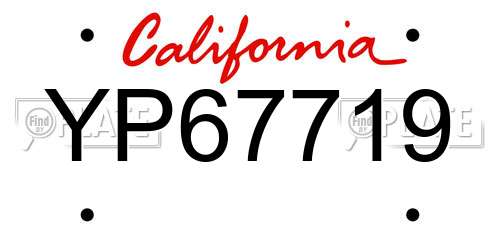 YP67719 California License Plate