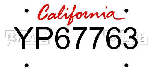 YP67763 California License Plate