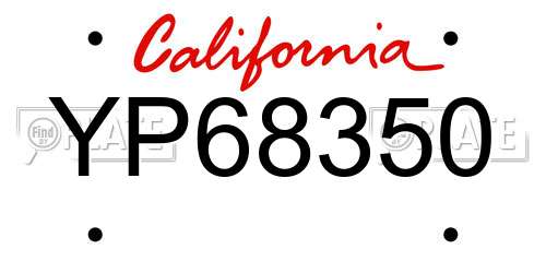 YP68350 California License Plate