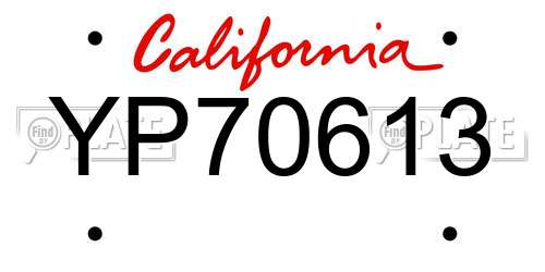 YP70613 California License Plate