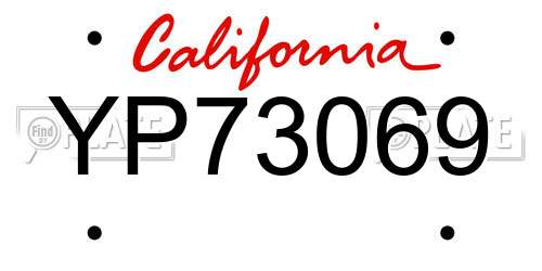 YP73069 California License Plate