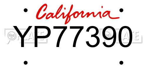 YP77390 California License Plate